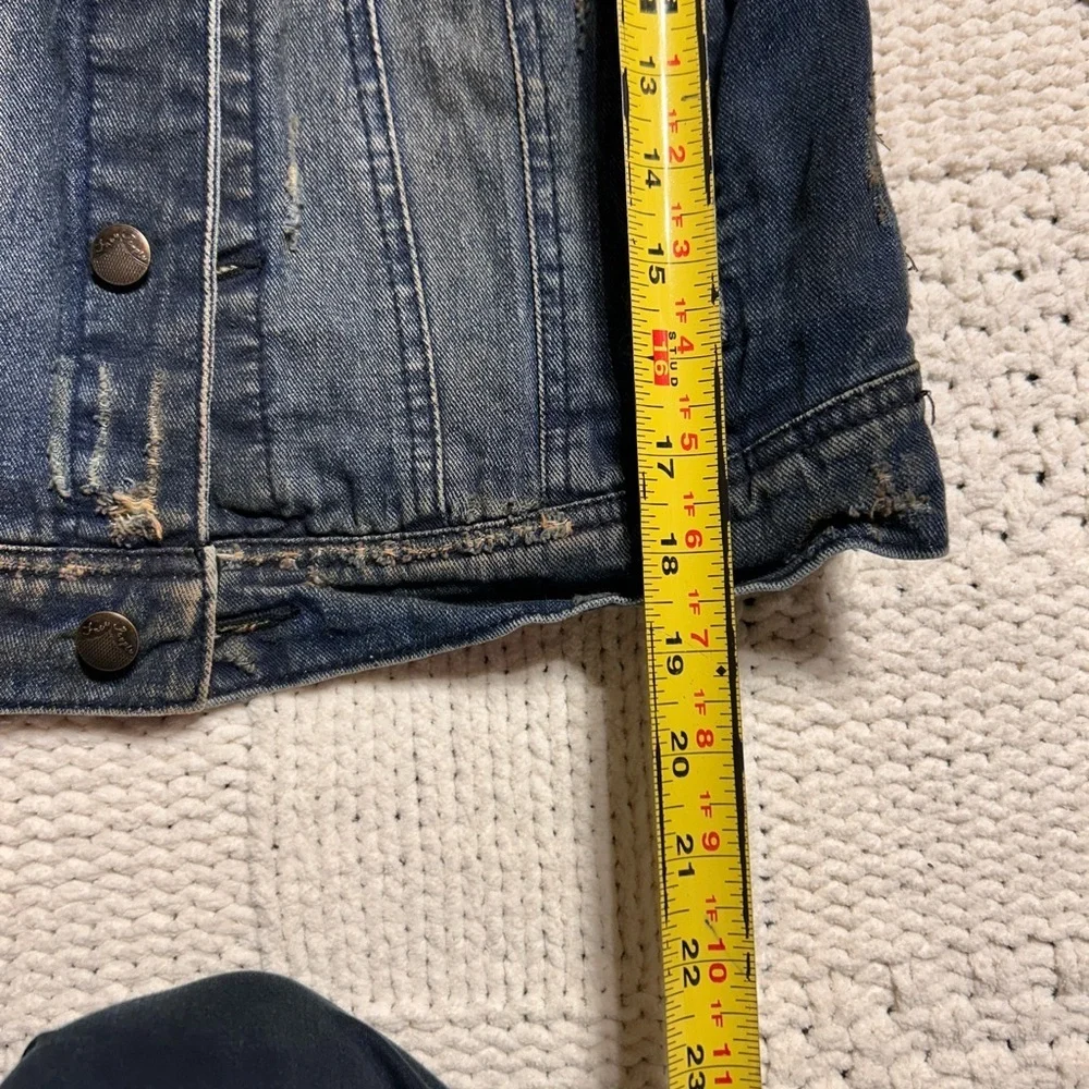 Free People Jean Jacket with Sweater Sleeves and Hood - Picture 5 of 6